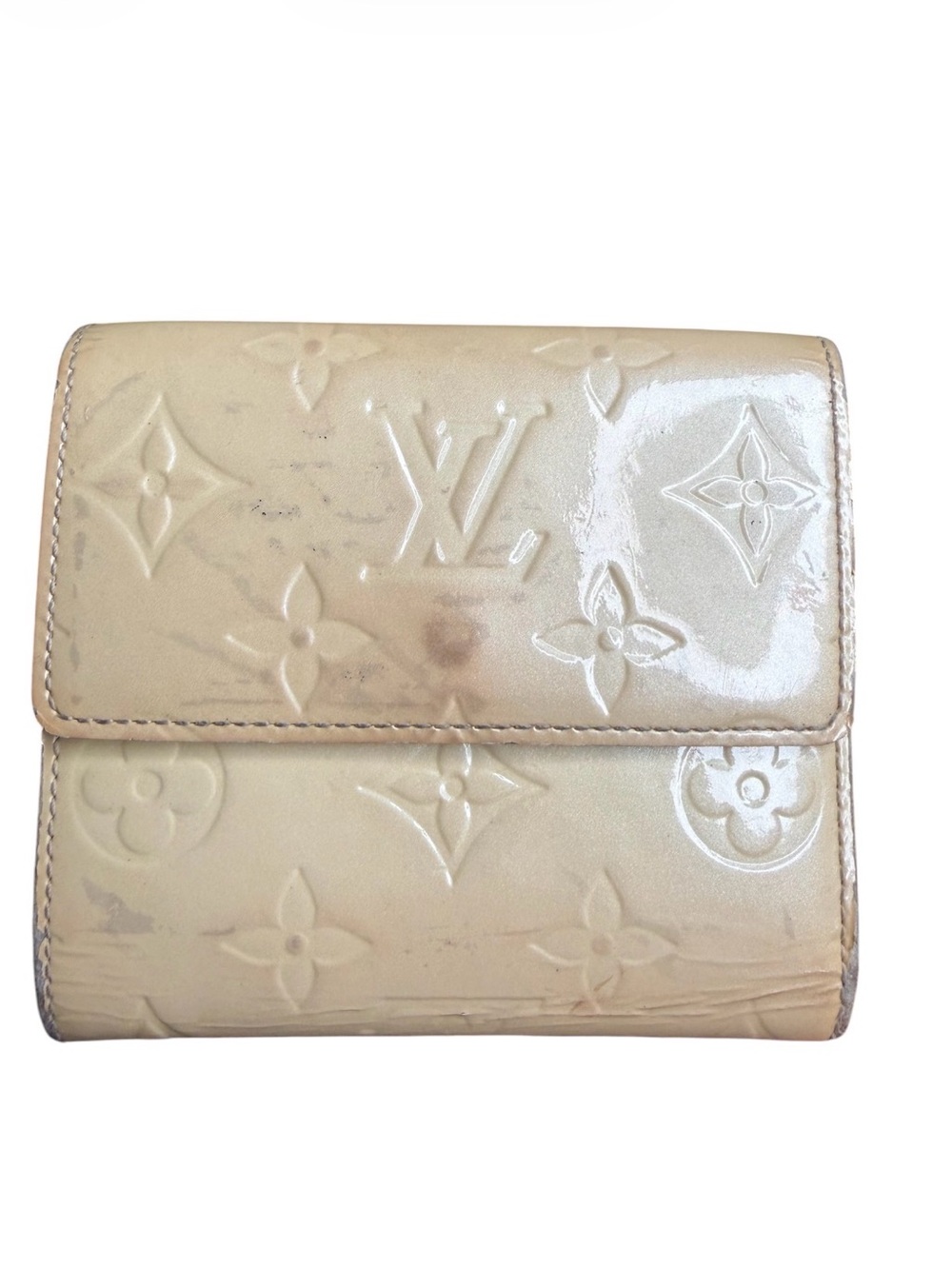 Louis Vuitton Patent Monogram Small Wallet in Light Beige